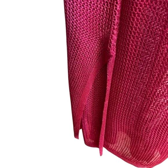 A New Day Hot Pink Metallic Mesh Knit Swim Cover Up Dress Sleeveless Maxi Size L - Picture 7 of 9